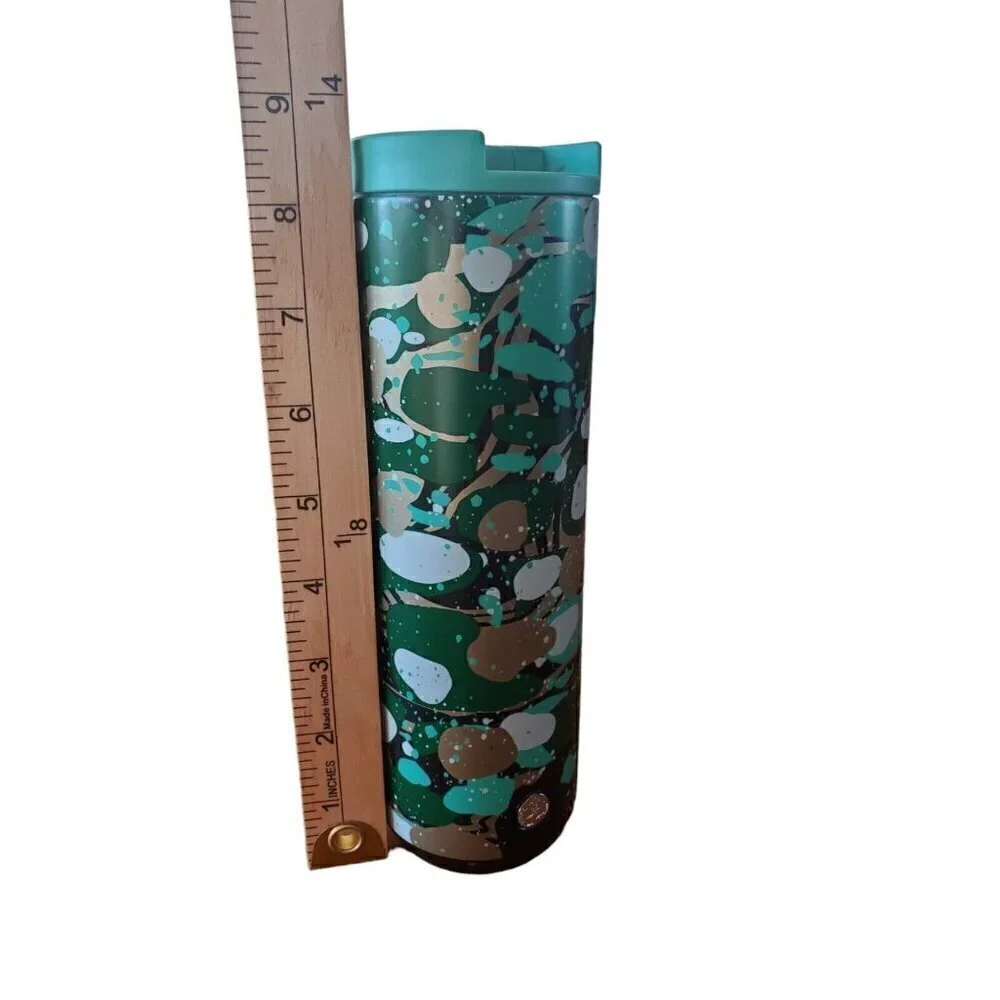 Starbucks Christmas MARBLE FOREST Insulated Tumbler Cup‎ 16 oz Stainless *Rare *